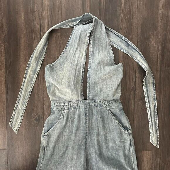 Free People C'est La Vie Convertible One Piece Jumpsuit Blue Pants Romper Medium - Picture 7 of 12